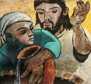 Image depicting Jesus speaking to a Samaritan woman