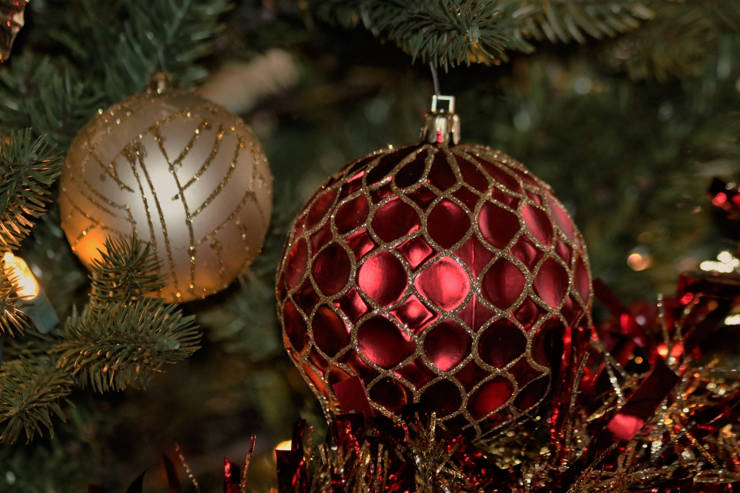 Christmas Ornaments on a Tree
