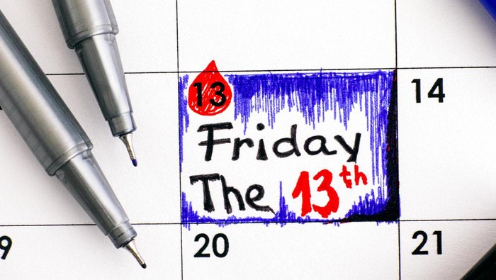 Image of a calendar page with Friday the 13th highlighted